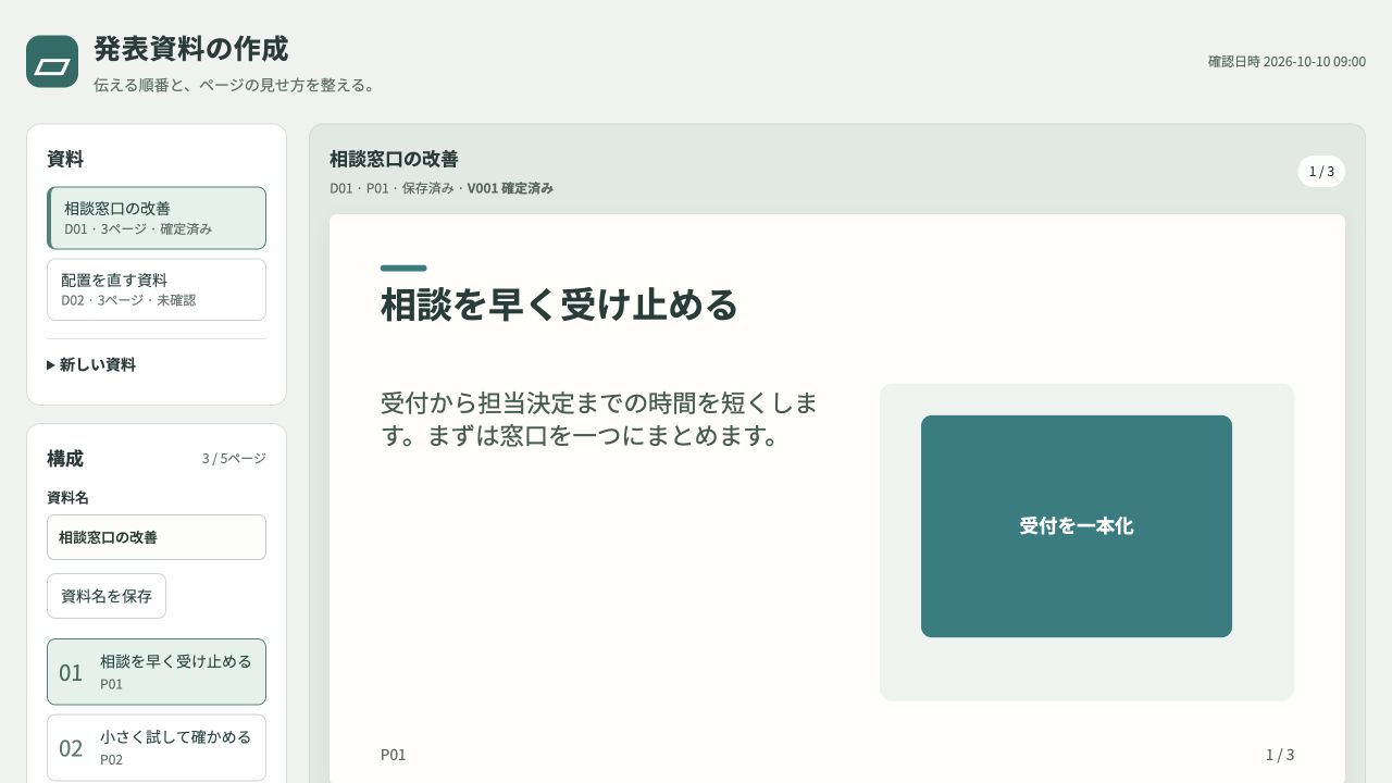 発表資料の作成の実際の画面