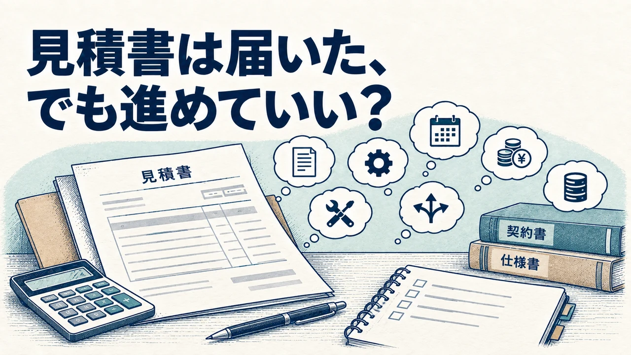 見積書と契約書・仕様書を照合し、開発前の疑問を確認する。